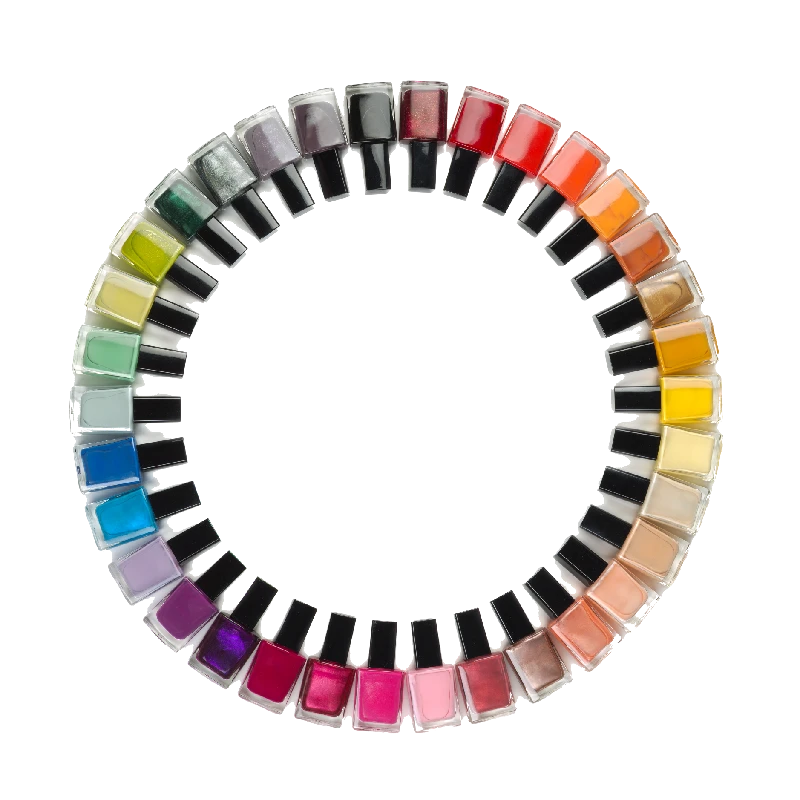 Nail polish colorful bottles circle